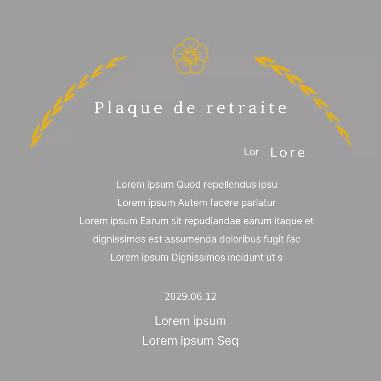 Plaque d'appréciation du concept d'inscription avec des feuilles de laurier et des fleurs de ligne