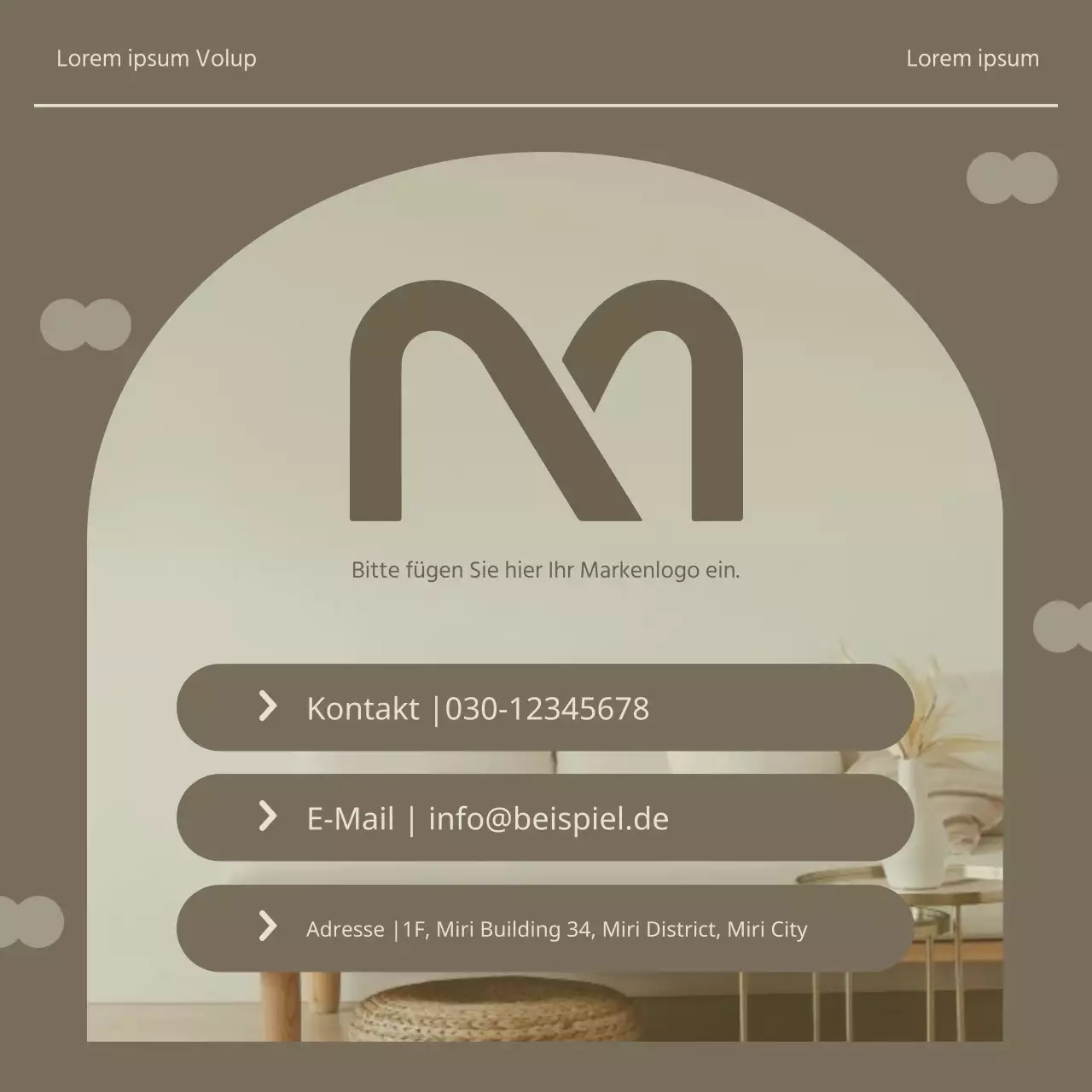 Werbung für ein einfaches Interieur-Branding-Kit in Khaki und Beige