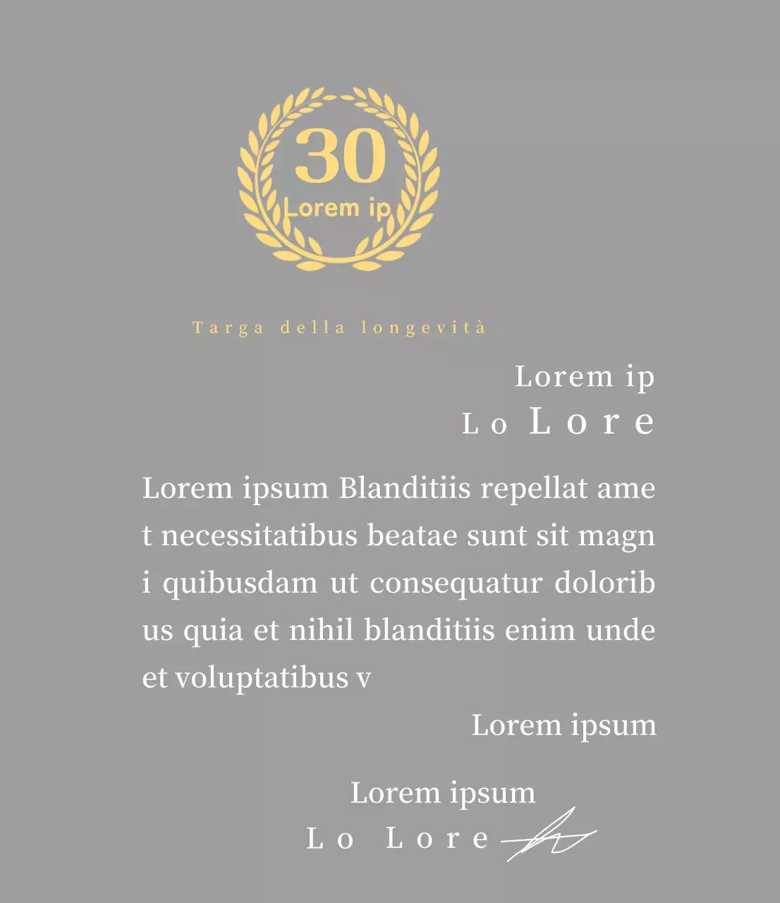 Concetto di targa aziendale di lungo servizio con simbolo dell'alloro