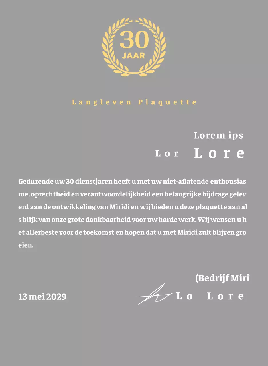 Bedrijfsbord met lauwer symbool concept