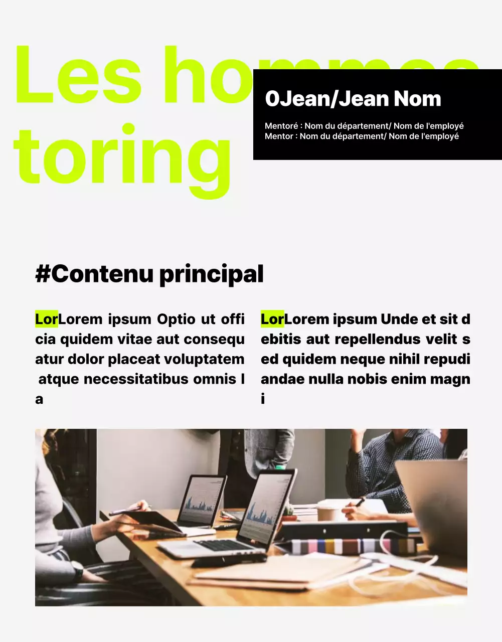 Une lettre d'information interne au webzine très tendance avec des accents vert lime