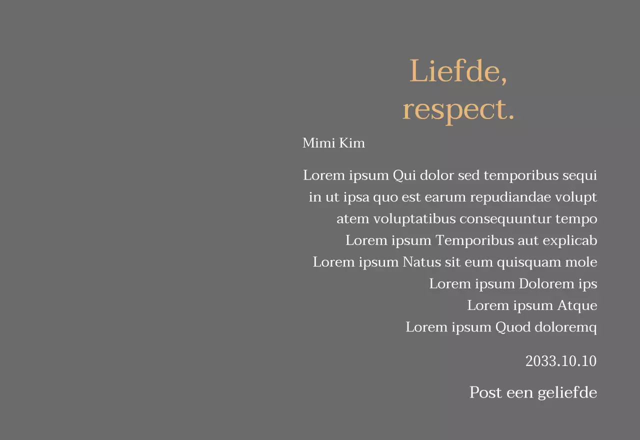 Classy bedankbord met goud en bladeren