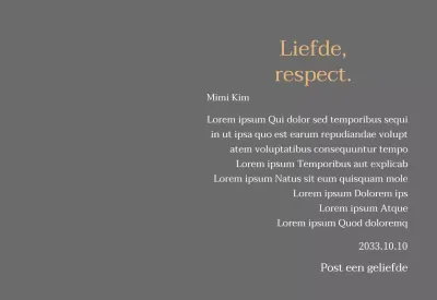 Classy bedankbord met goud en bladeren