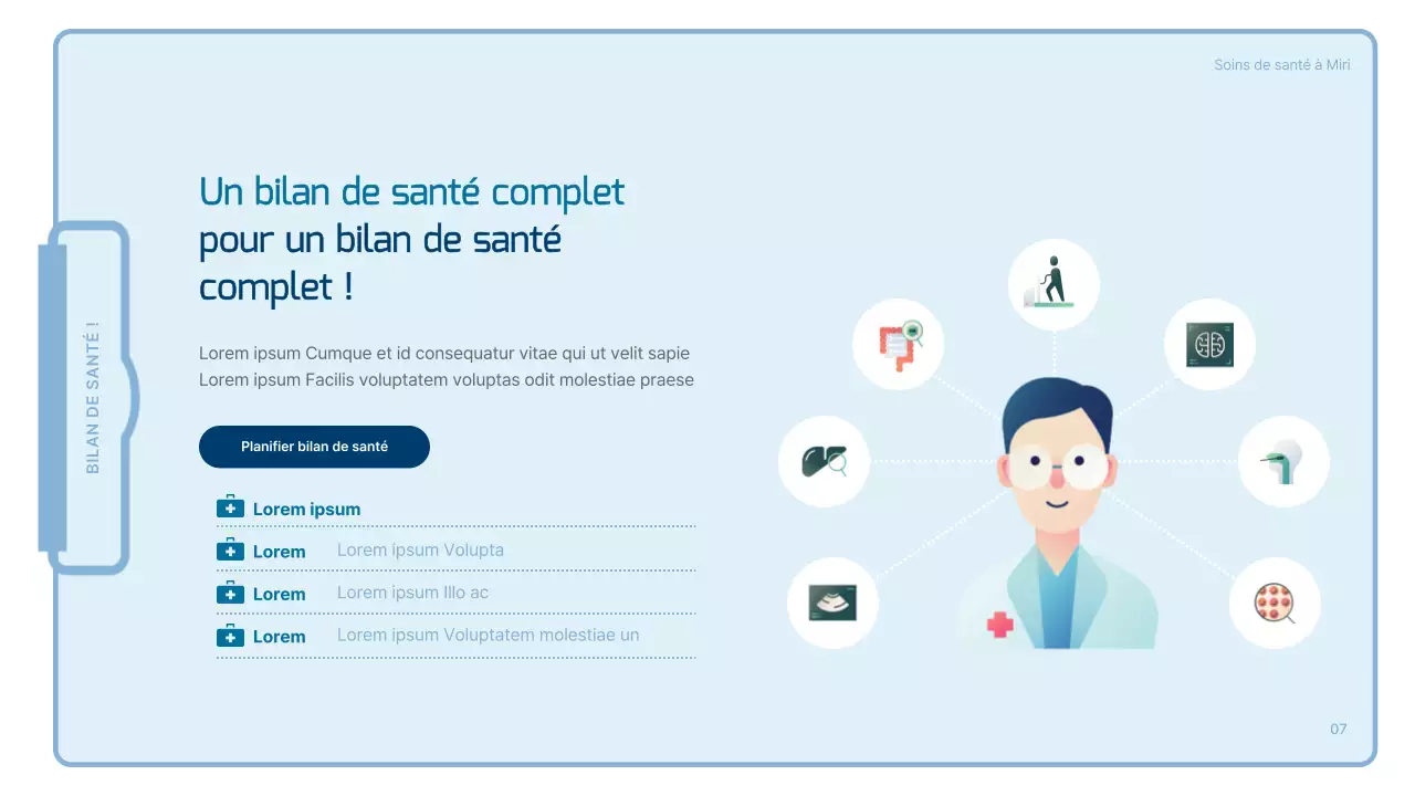 Un guide simple, de couleur bleu ciel, sur les bilans de santé des salariés