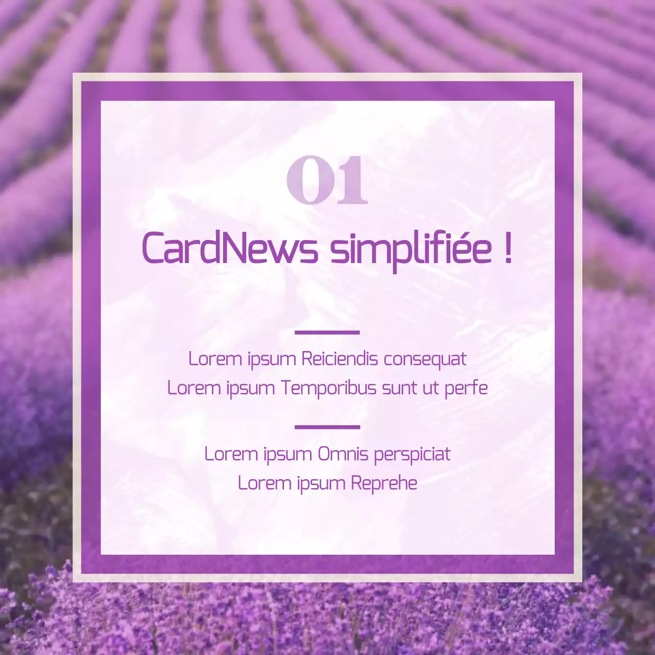 Un post marketing minimaliste en violet