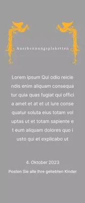 Dankeschön-Plakette zum Muttertag mit einer Phönix-Illustration