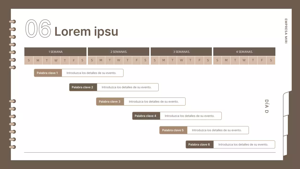 Planificador de eventos sencillo y de marca en marrón