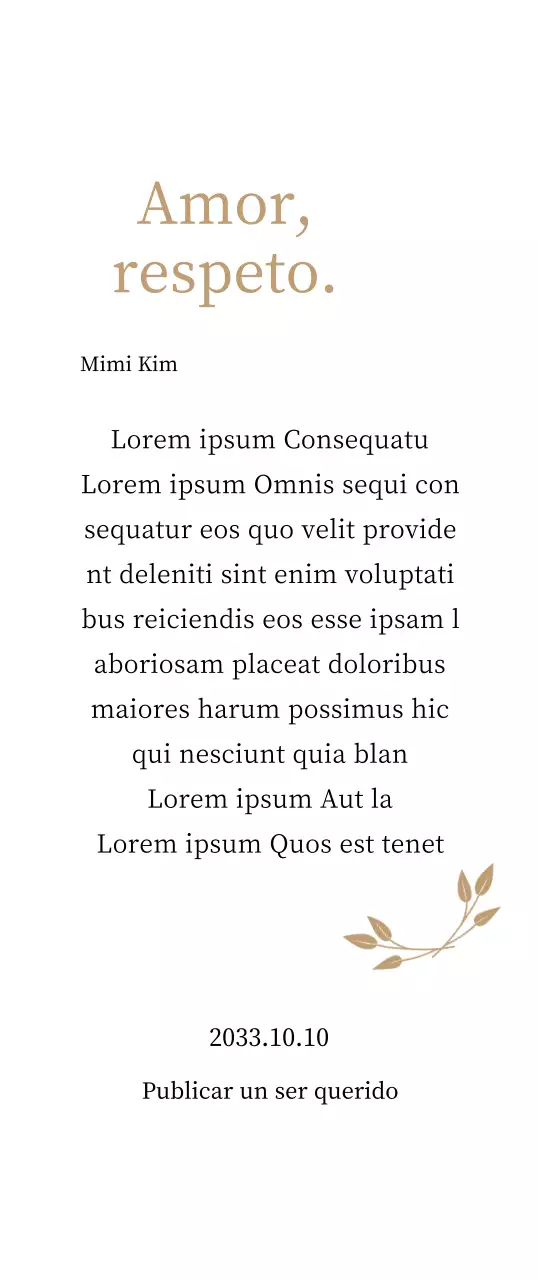 Elegante placa de agradecimiento con oro y hojas