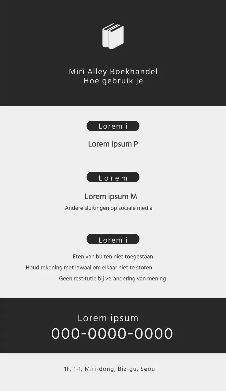 Boekhandelsignalisatie met het boeklogo op een grijze achtergrond