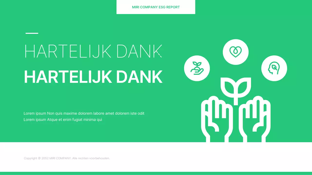 Een eenvoudig ESG-bedrijfsrapport in chartreuse en wit