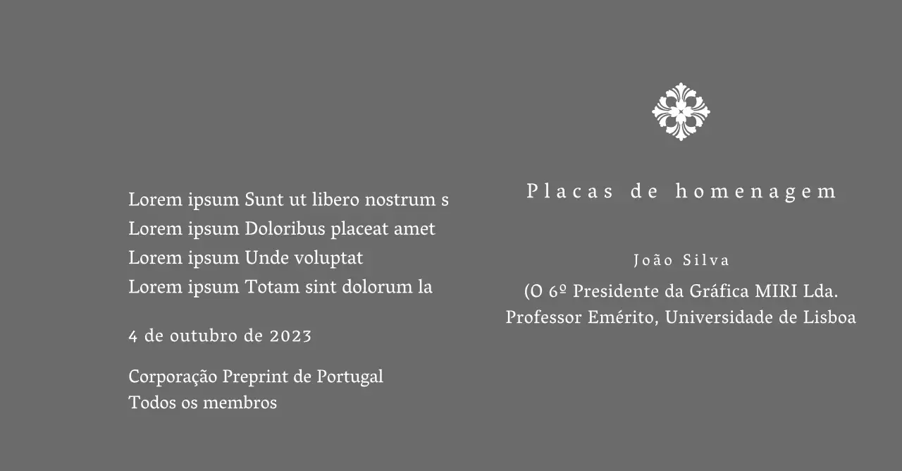 Uma placa de comissionamento de aspeto régio com uma decoração elaborada