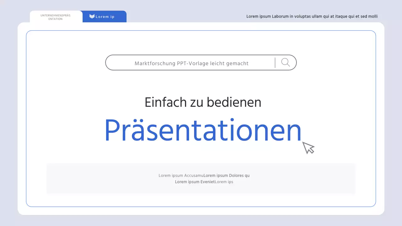 Ein minimalistischer Marktforschungsbericht in Hellblau
