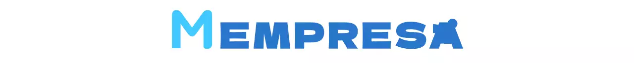 Una promoción de empresa limpia con un logotipo inglés en azul y azul claro.