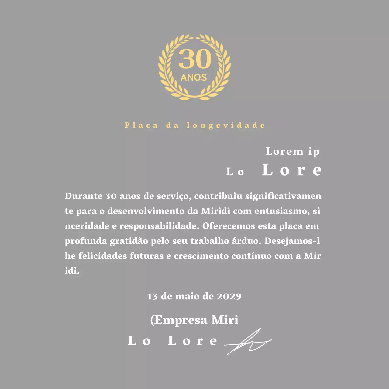 Placa de serviço longo empresarial com conceito de símbolo de louro