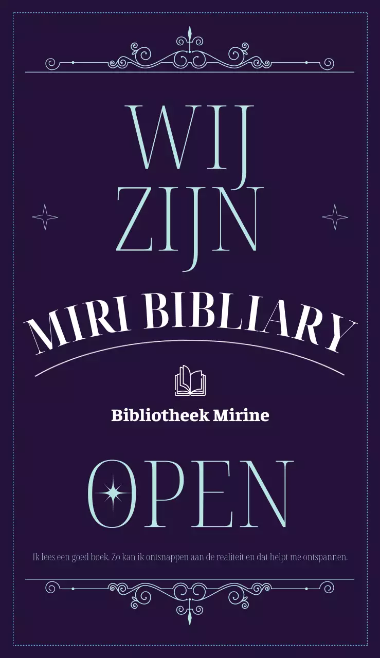 Een vet, Engels lettertype en glamoureuze, gebogen, decoratieve grafische elementen om je bibliotheek te promoten.