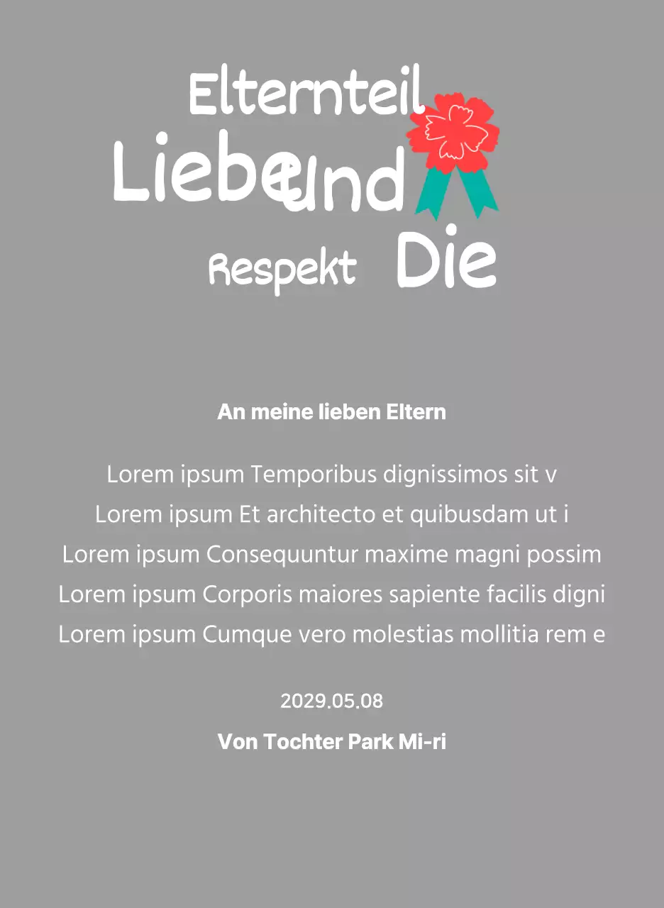 Kalligraphie zum Muttertag mit roter Nelke Illustration