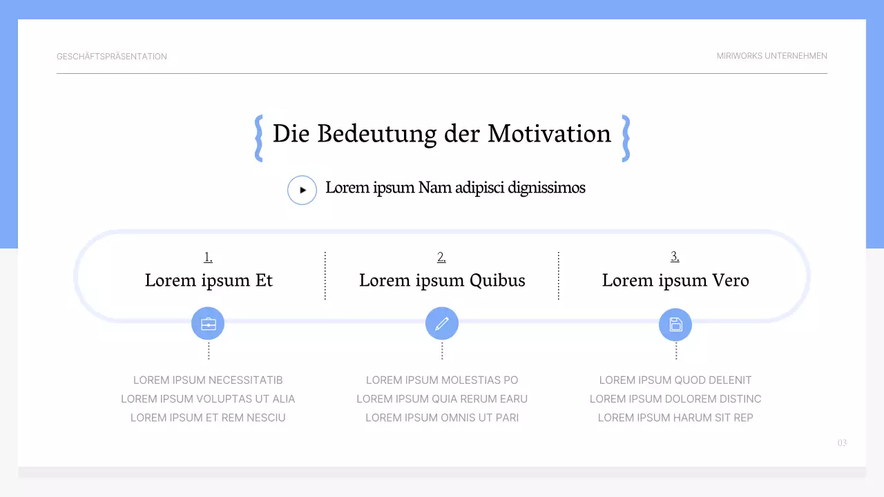 Einfache hellblaue und graue motivierende Schulungsunterlagen