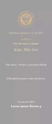 Plaque de diplôme luxueuse avec logo de l'école et bordure dorée