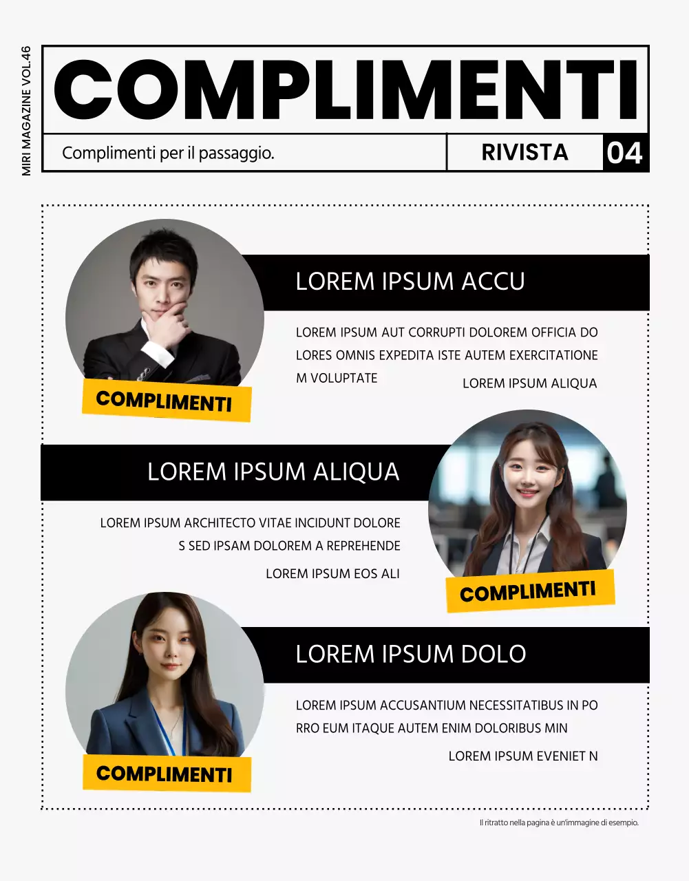 Rivista aziendale moderna in grigio e nero