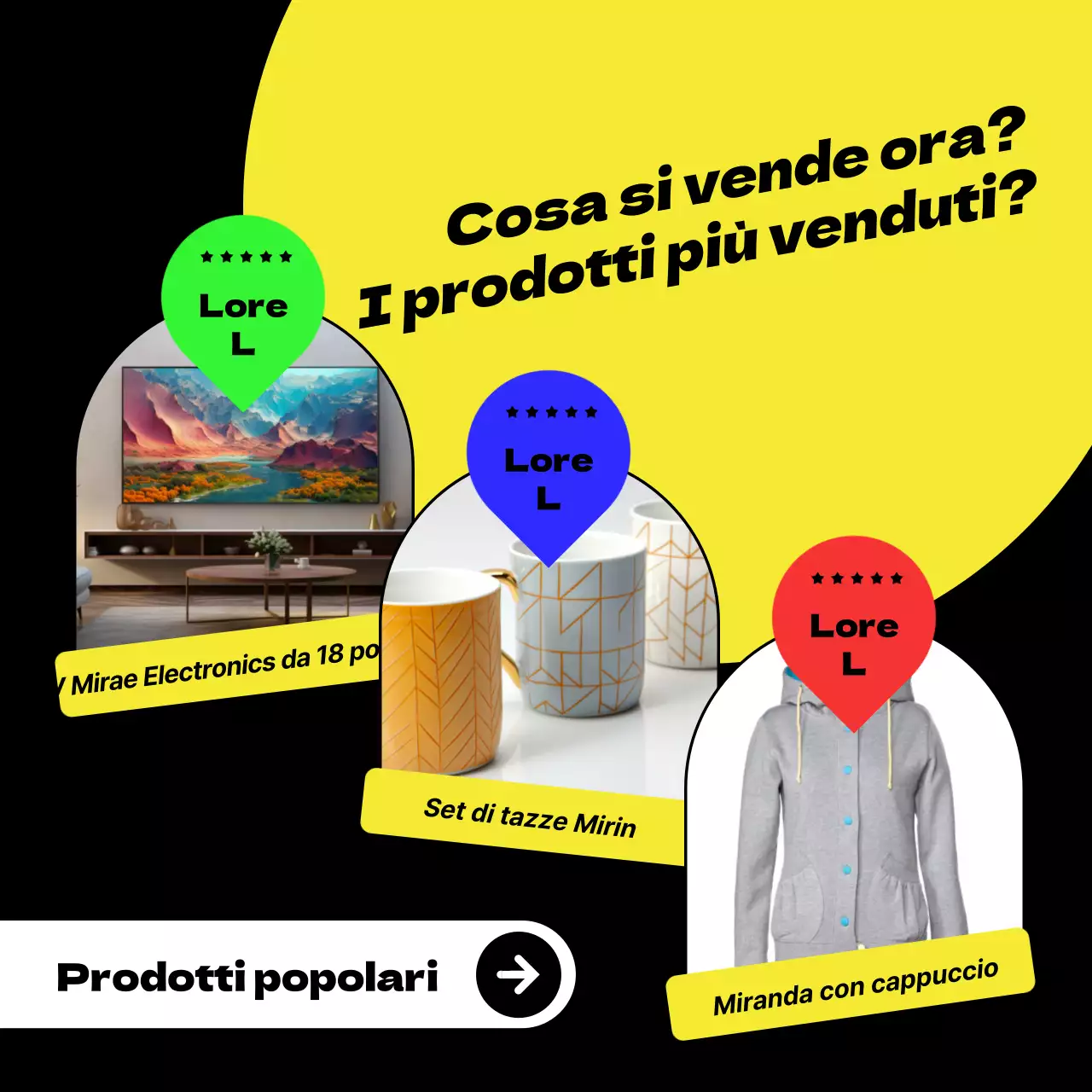 Annunci di tendenza del Black Friday su sfondo nero