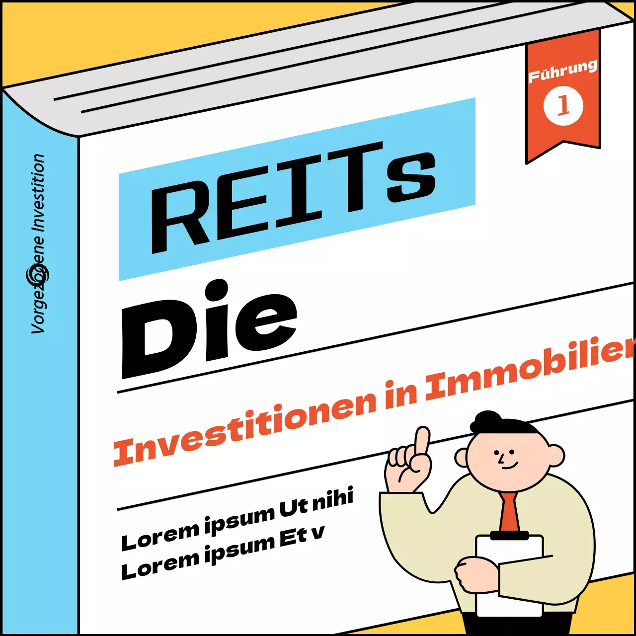 Ein einfacher gelber und hellblauer Leitfaden für Investitionen in Immobilien-REITs