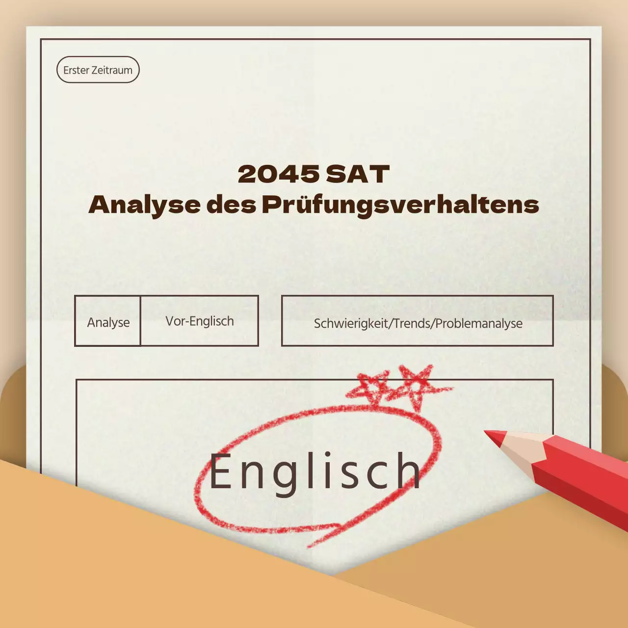 Ein einfacher beige-roter SAT-Prüfungstrend-Analysebericht für Akademien