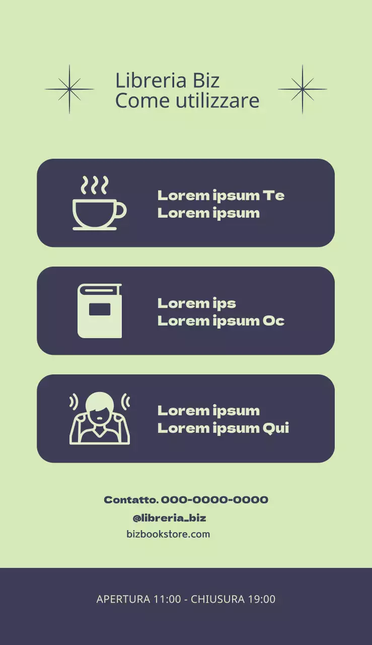 Cartello di layout con forme di linee e nome della libreria in evidenza