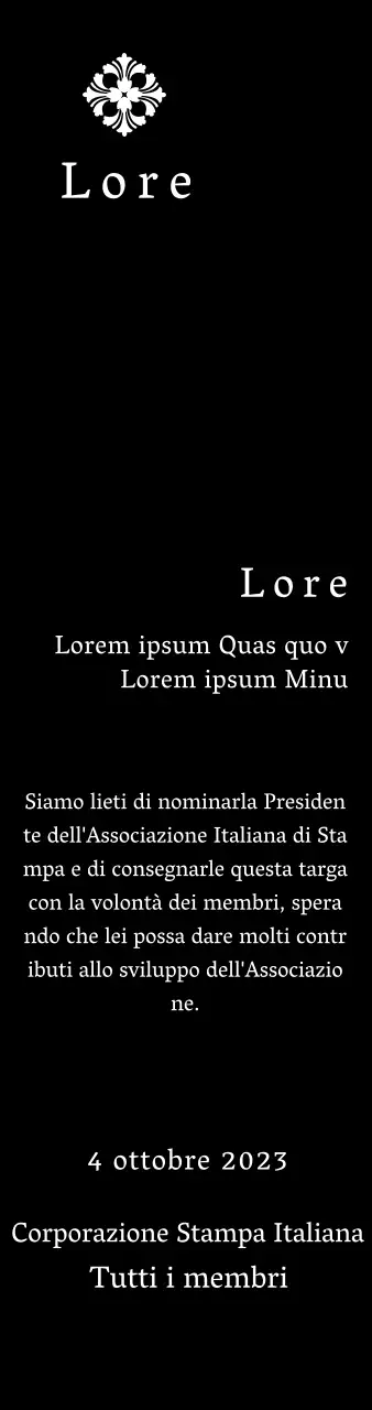 Una targa di commissione dall'aspetto regale con decorazioni elaborate