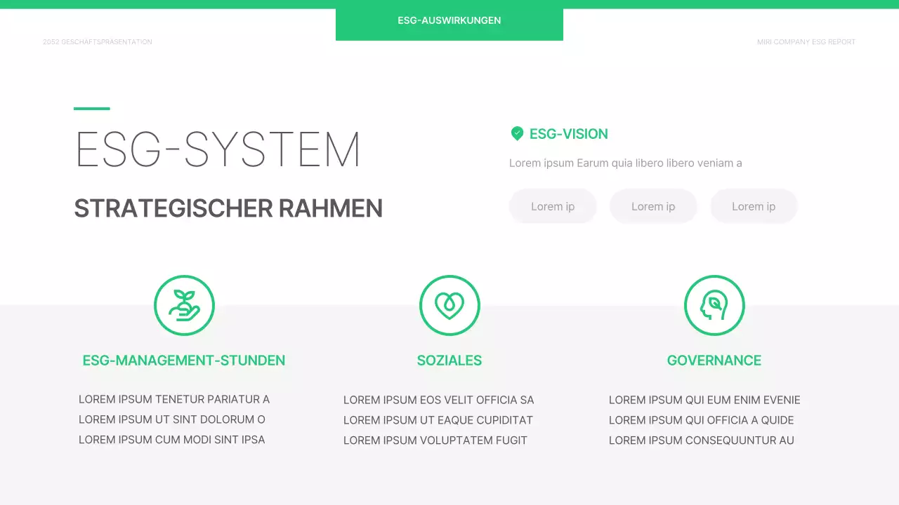 Ein einfacher ESG-Bericht für Unternehmen in Chartreuse und Weiß