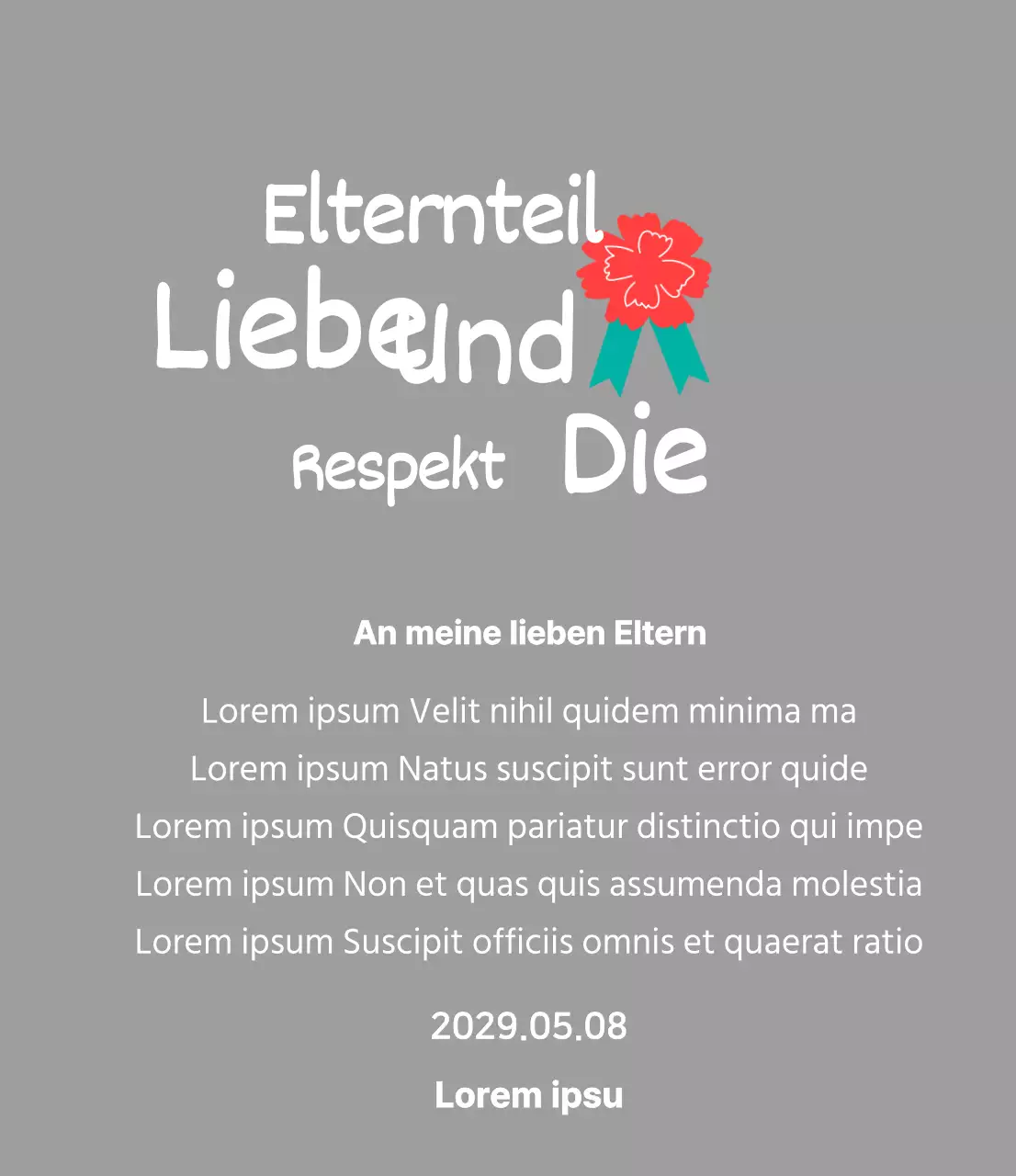 Kalligraphie zum Muttertag mit roter Nelke Illustration