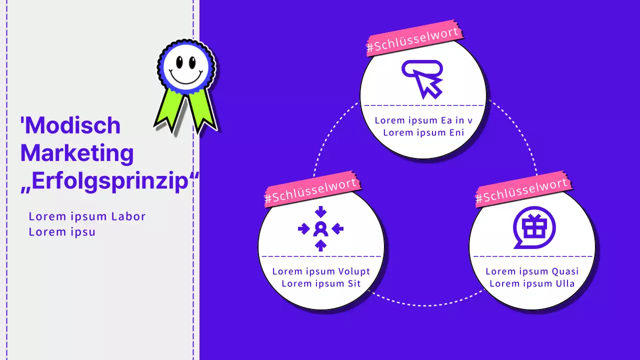 Neonfarbenes und kitschiges Schulungsmaterial für Marketingseminare