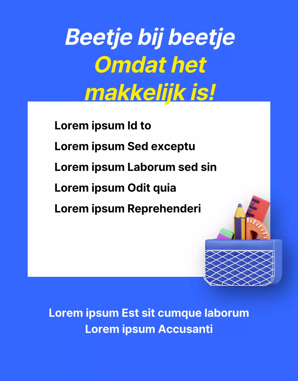 Een kitscherige blauw met gele Engelse les promoten