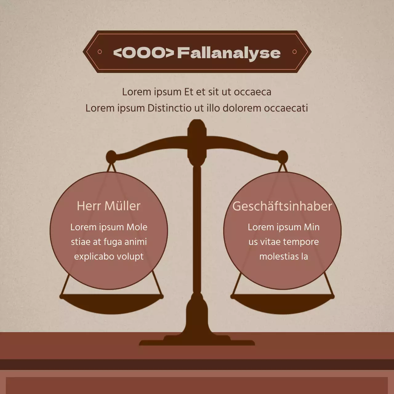 Werbung für eine einfache Anwaltskanzlei in Beige und Braun