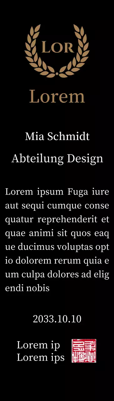 Luxuriöse Danksagungstafel mit goldenen Lorbeeren und Stempel