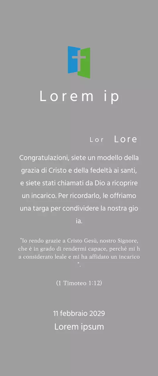 Concetto di targa con logo della chiesa