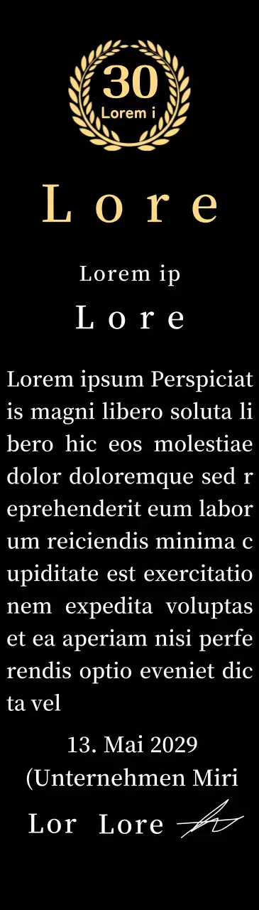 Firmenjubiläumsplakette mit Lorbeersymbol Konzept