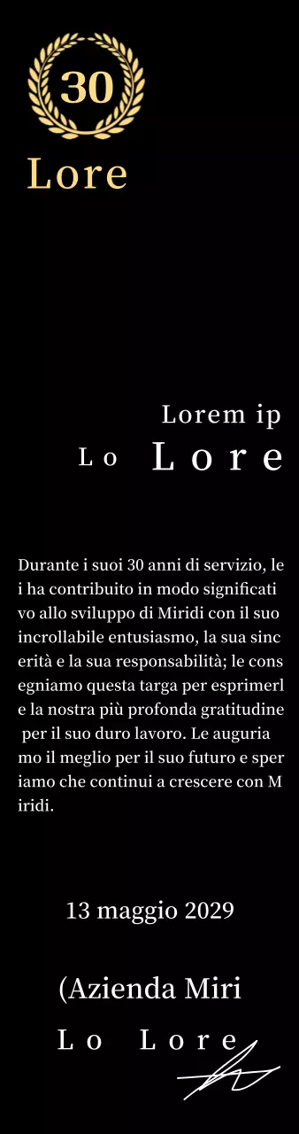 Concetto di targa aziendale di lungo servizio con simbolo dell'alloro