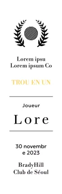 Plaque du gagnant d'un trou d'un coup au golf avec balle de golf et couronne de laurier (illustration)