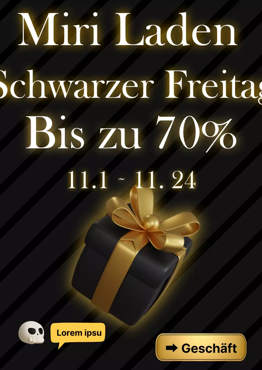 Eine einfache Black Friday-Anzeige in Schwarz und Gold