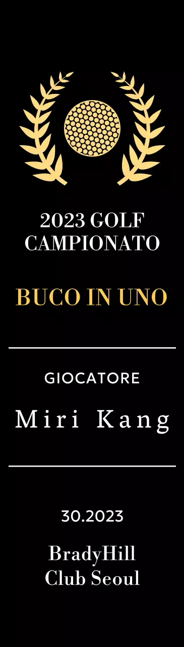 Targa per il vincitore del golf hole-in-one con illustrazione di pallina da golf e corona d'alloro