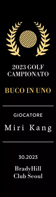 Targa per il vincitore del golf hole-in-one con illustrazione di pallina da golf e corona d'alloro