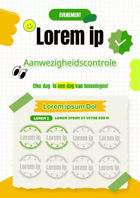 Promoot je evenement met een leuke geel met groene aanwezigheidchecker