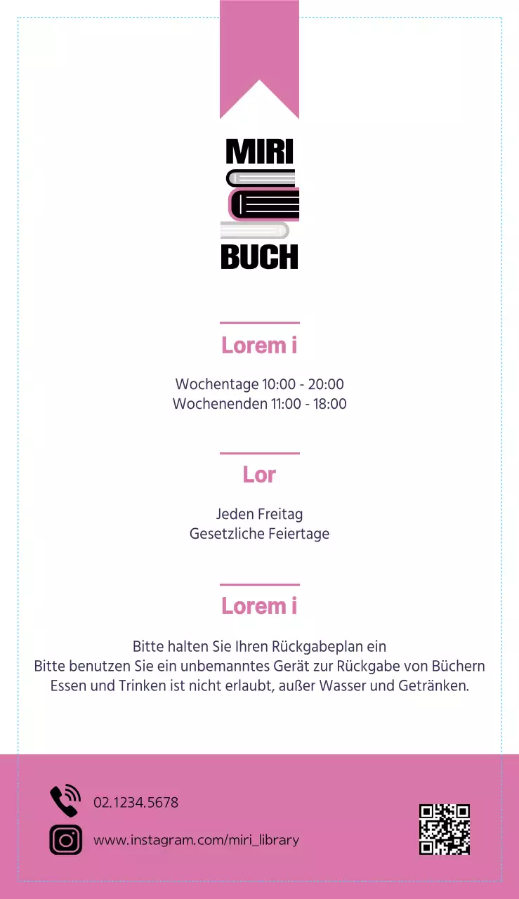 Ein Leitfaden für kleine Buchhandlungen mit einer klaren, fetten englischen Schrift und einem Layout mit Buchillustrationen, akzentuiert mit Rosa.