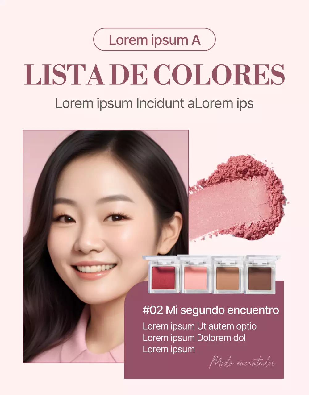 Promover los cosméticos en modernos tonos de rosa