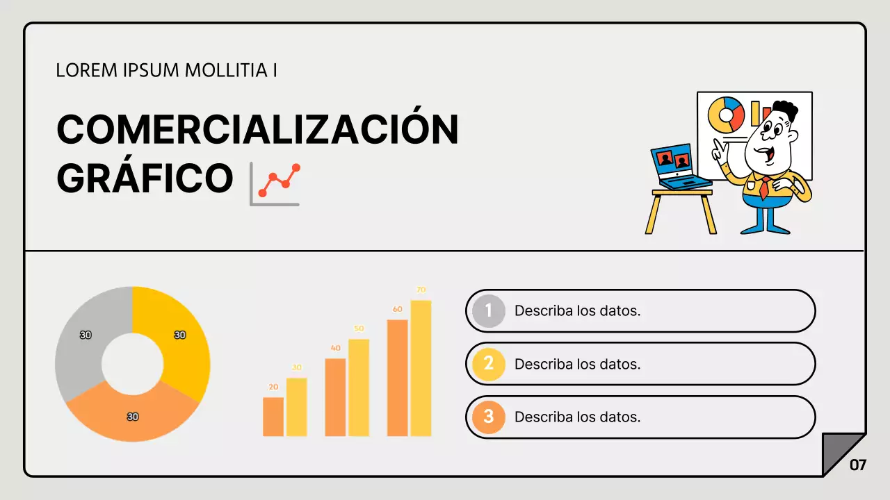 Un sencillo informe de marketing en gris y blanco