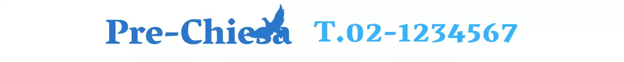 Promozionale con un numero di telefono di concetto di chiesa azzurro e blu e una colomba come simbolo di pace.