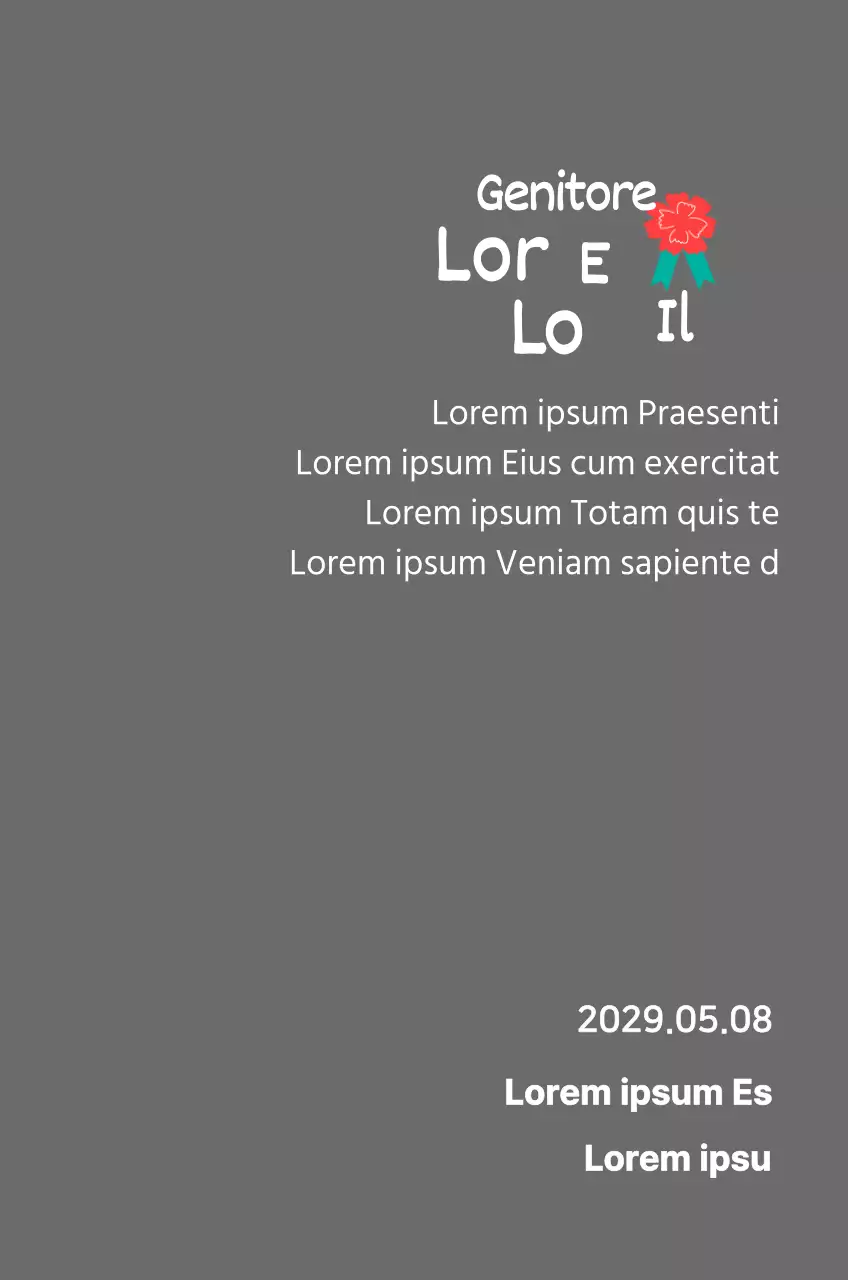 Calligrafia per la festa della mamma con illustrazione di garofano rosso