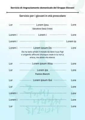 Guida semplice al bollettino della chiesa in azzurro