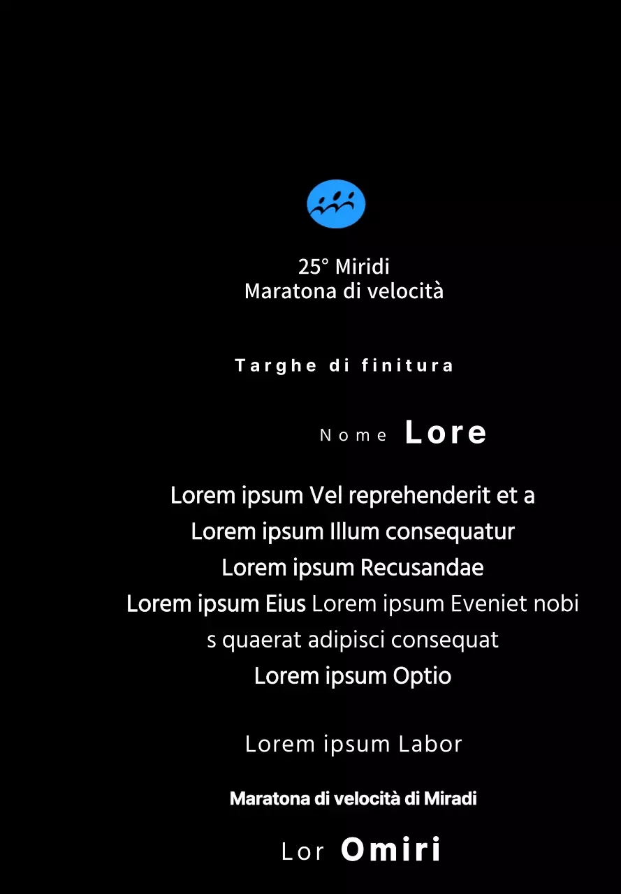 Targa per il finisher del concetto di maratona con logo semplice