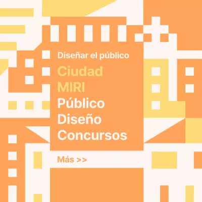 Promover el concurso público de diseño geométrico naranja y amarillo